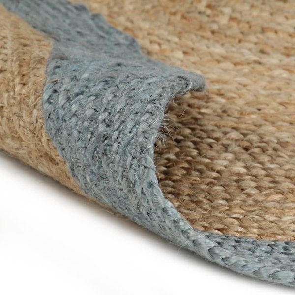 Tapete artesanal em juta com rebordo verde azeitona 150 cm - Image 2
