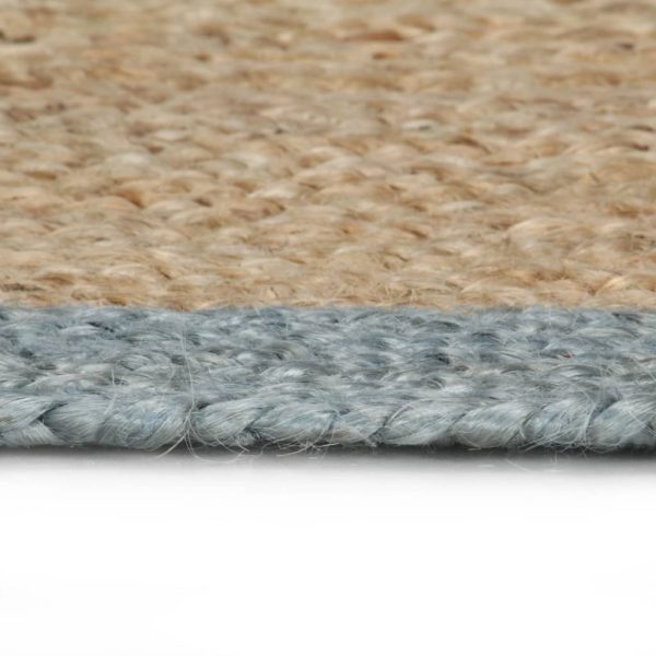 Tapete artesanal em juta com rebordo verde azeitona 150 cm - Image 3