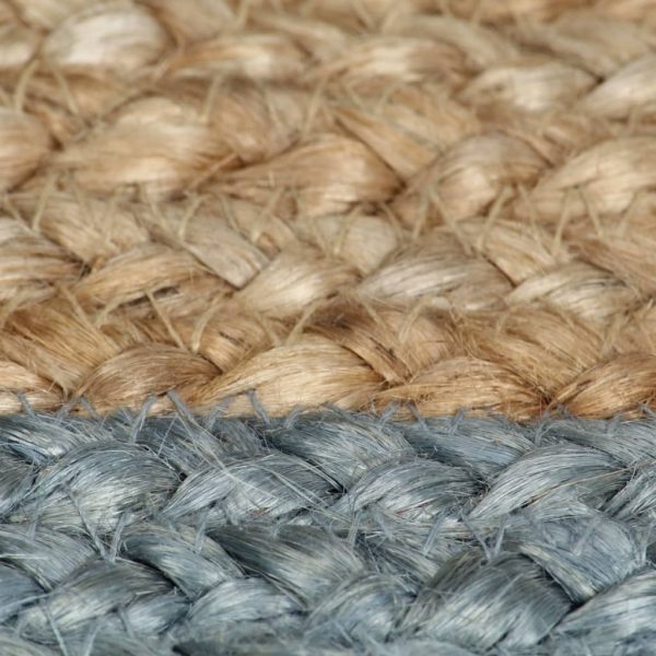 Tapete artesanal em juta com rebordo verde azeitona 150 cm - Image 5