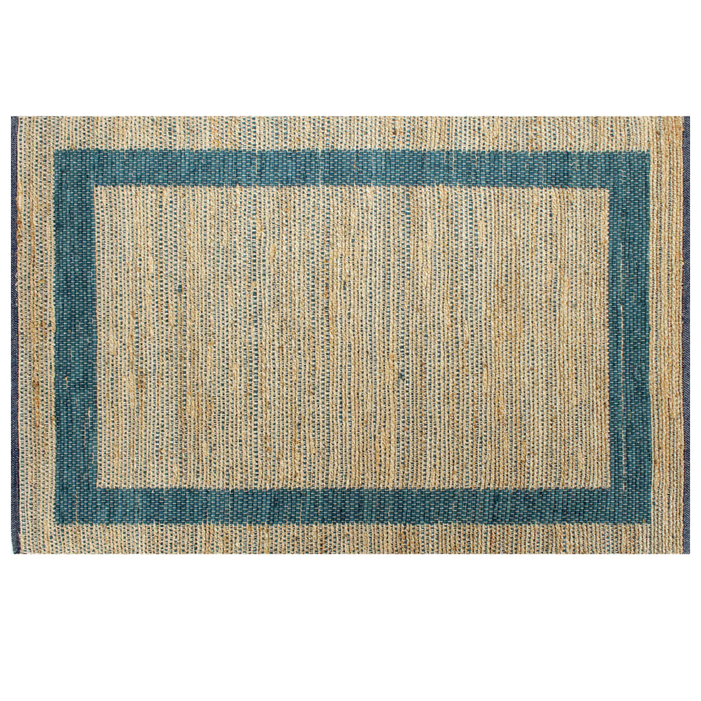 Tapete artesanal em juta azul 160x230 cm - Image 2