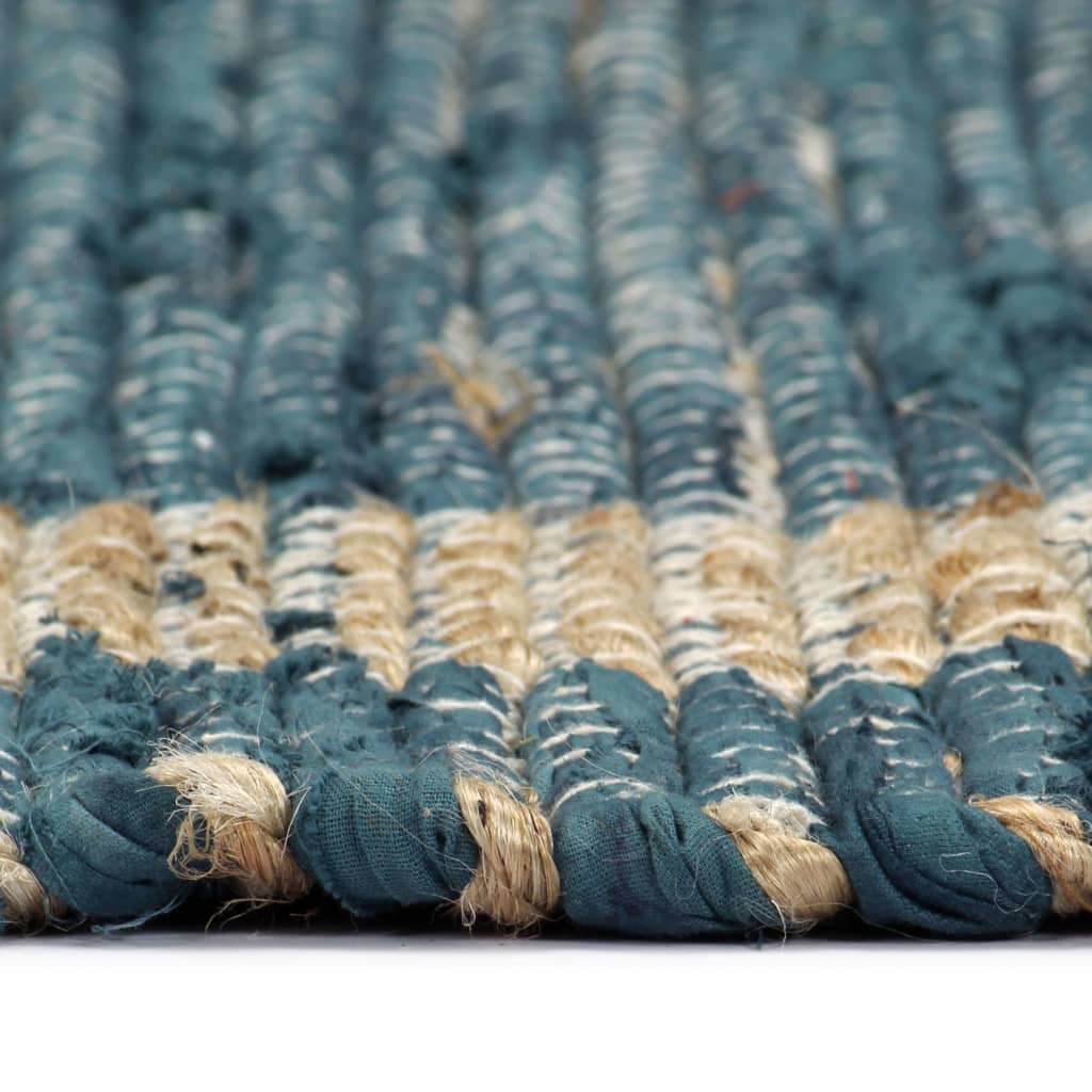 Tapete artesanal em juta azul 160x230 cm - Image 4