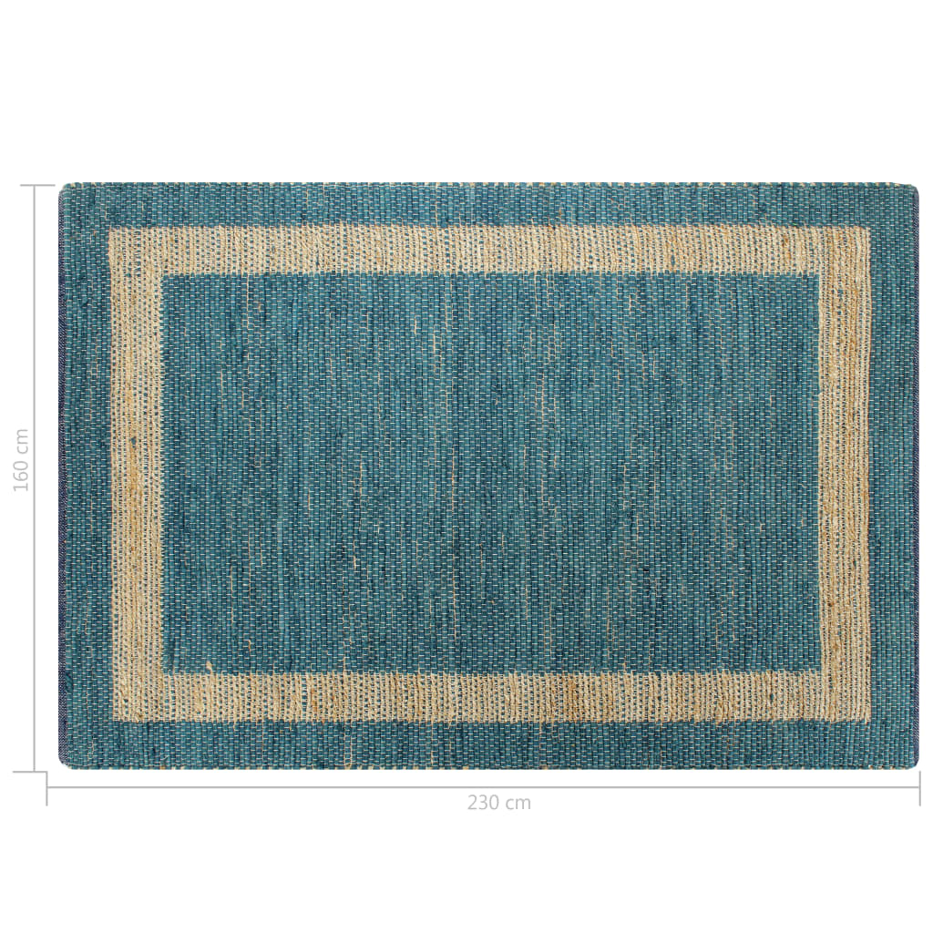 Tapete artesanal em juta azul 160x230 cm - Image 6