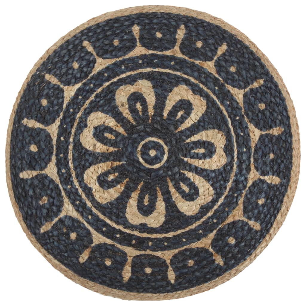 Pufe artesanal 45x30 cm juta azul - Image 2