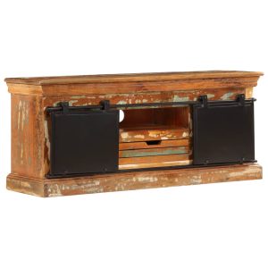 Móvel de TV 110x30x45 cm madeira recuperada maciça