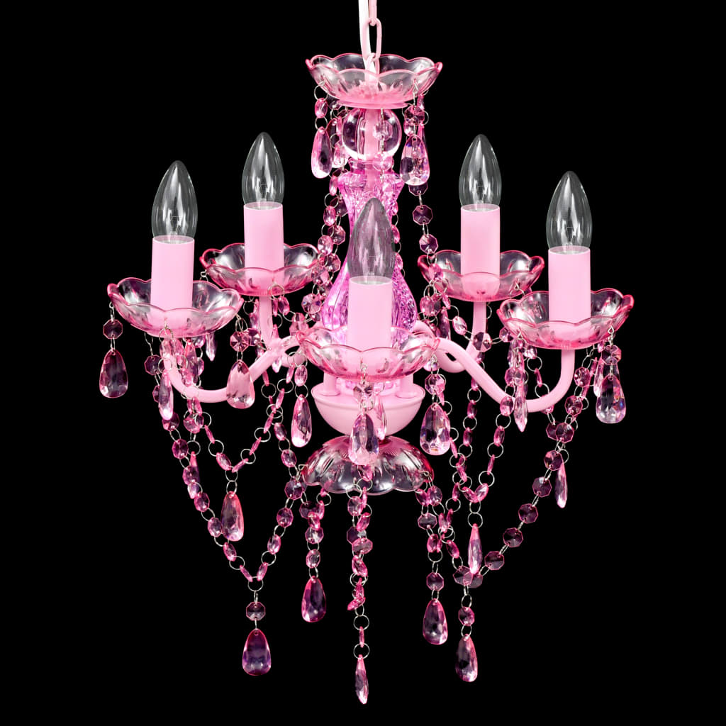 Lustre cor-de-rosa com 5 lâmpadas - Image 3