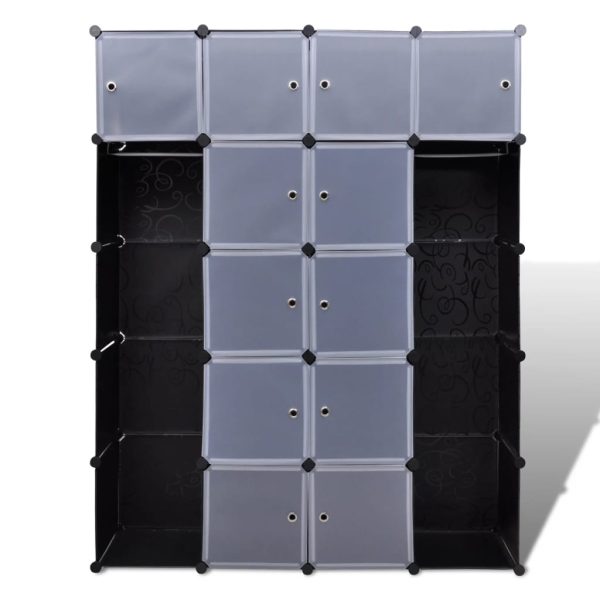 Armário plástico modular 14 gavetas 37x146x180,5cm preto branco - Image 2