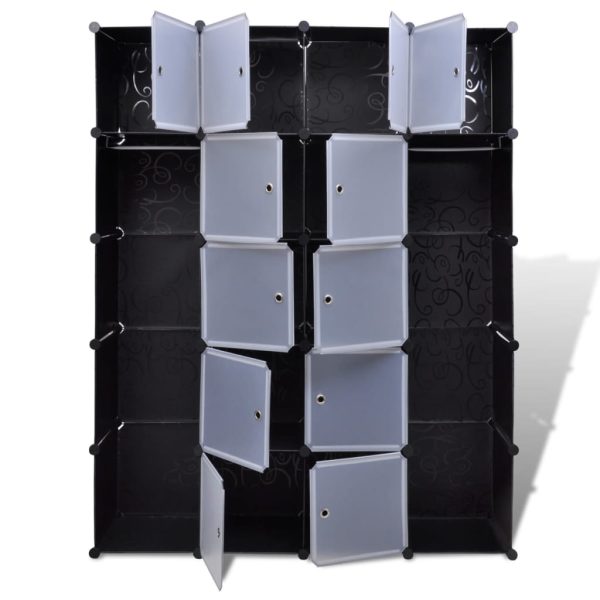 Armário plástico modular 14 gavetas 37x146x180,5cm preto branco - Image 3