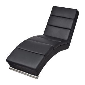 Chaise longue couro artificial preto