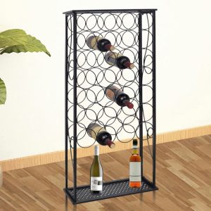 Garrafeira de metal, suporte para 28 garrafas de vinho