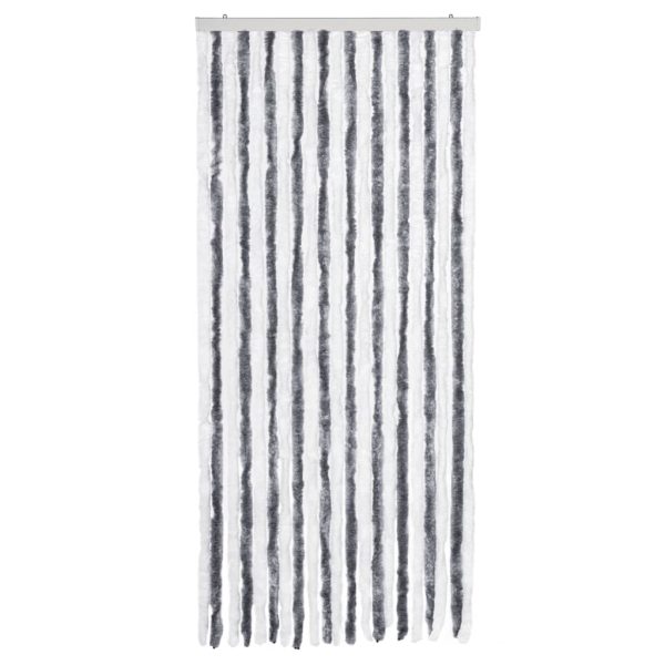 Cortina anti-insetos 90x220 cm chenille cinzento e branco - Image 2