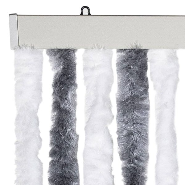 Cortina anti-insetos 90x220 cm chenille cinzento e branco - Image 3