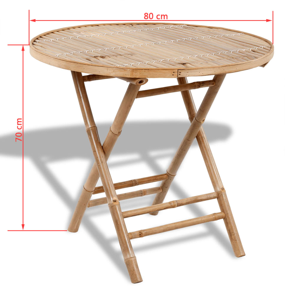 5 pcs conjunto de jantar dobrável p/ exterior bambu - Image 9