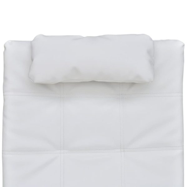Chaise longue com almofada couro artificial branco - Image 4