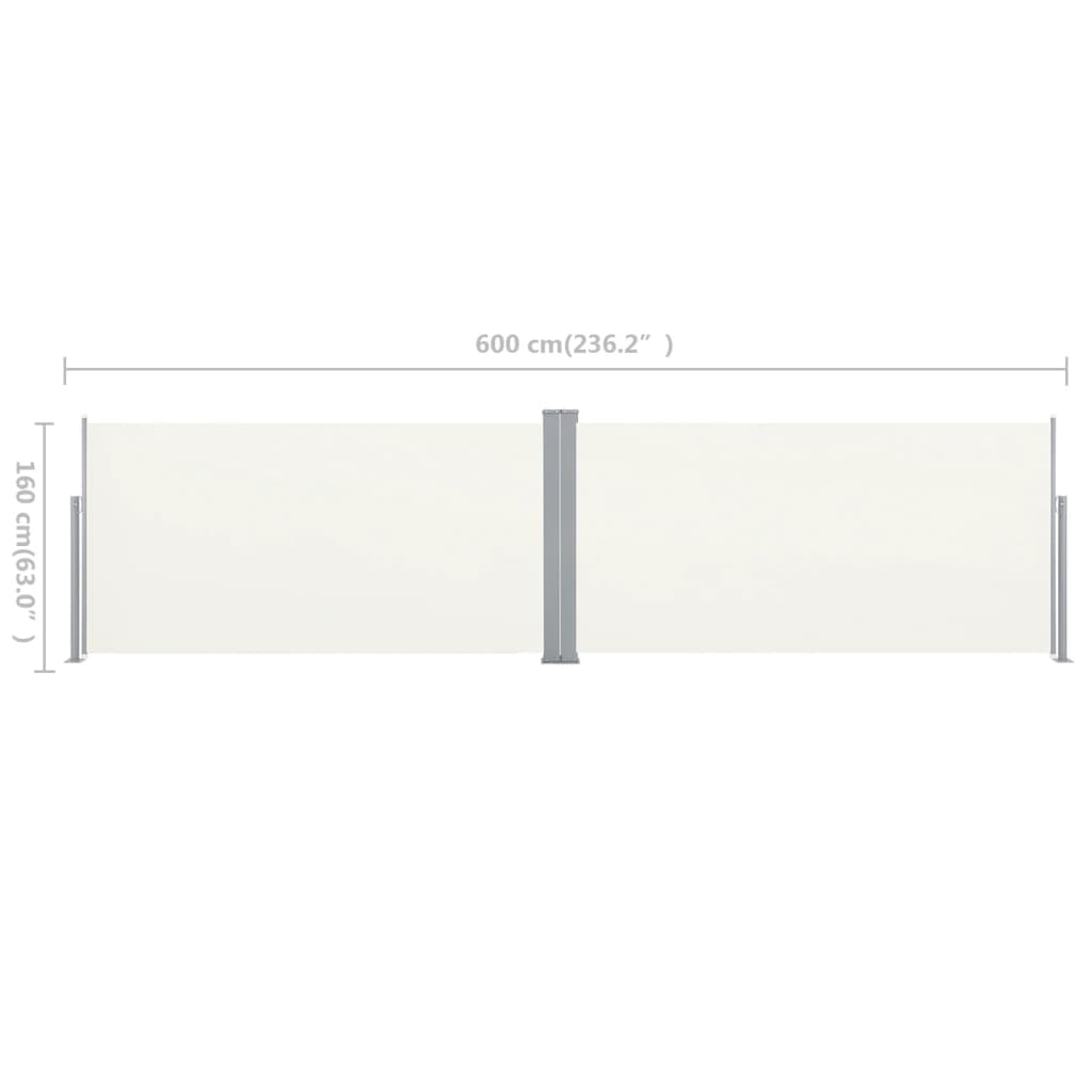 Toldo lateral retrátil, 160 x 600 cm, creme - Image 10