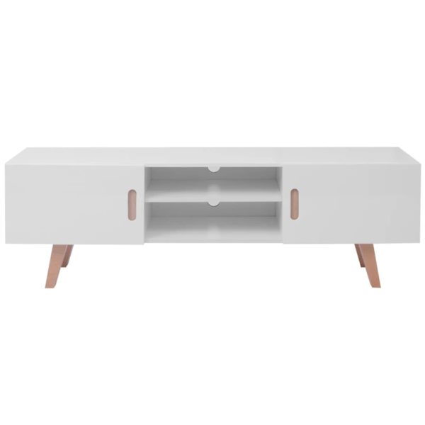 Suporte para TV em MDF 150x35x48,5 cm branco brilhante - Image 2