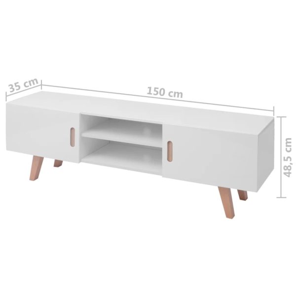 Suporte para TV em MDF 150x35x48,5 cm branco brilhante - Image 6