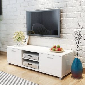 Móvel de TV 140x40,5x35 cm branco brilhante