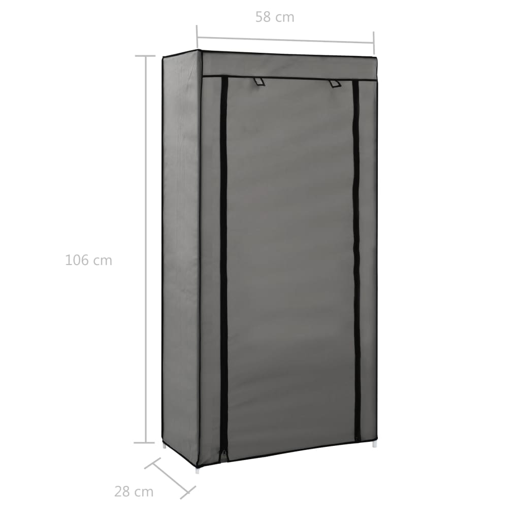 Sapateira com cobertura 58x28x106 cm tecido cinzento - Image 8