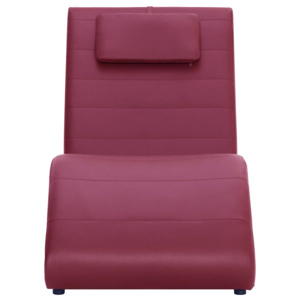 Chaise longue com almofada couro artificial vermelho tinto - Image 2