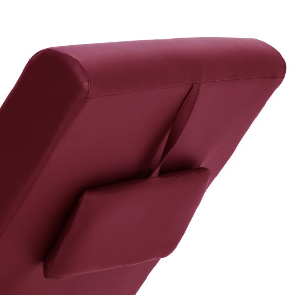Chaise longue com almofada couro artificial vermelho tinto - Image 5