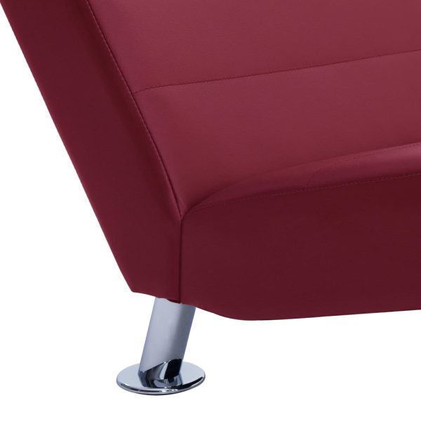 Chaise longue com almofada couro artificial vermelho tinto - Image 6
