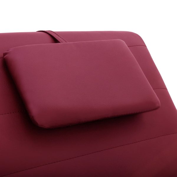 Chaise longue com almofada couro artificial vermelho tinto - Image 7