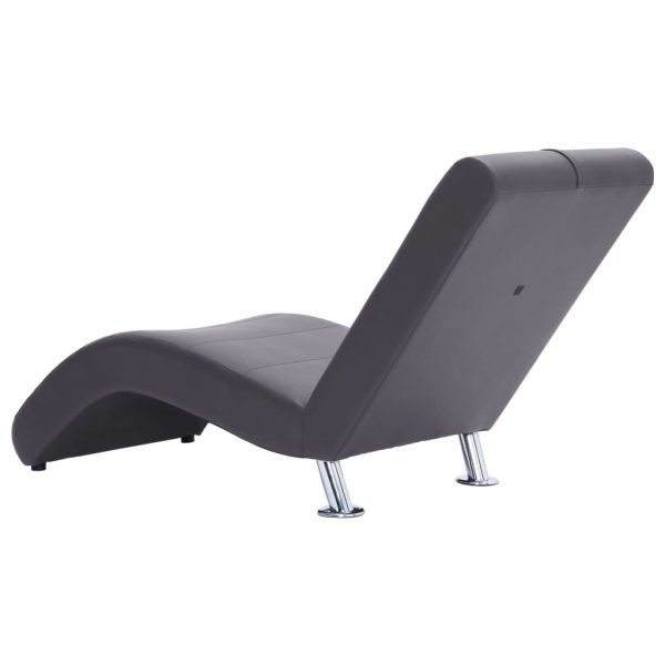 Chaise longue com almofada couro artificial cinzento - Image 4