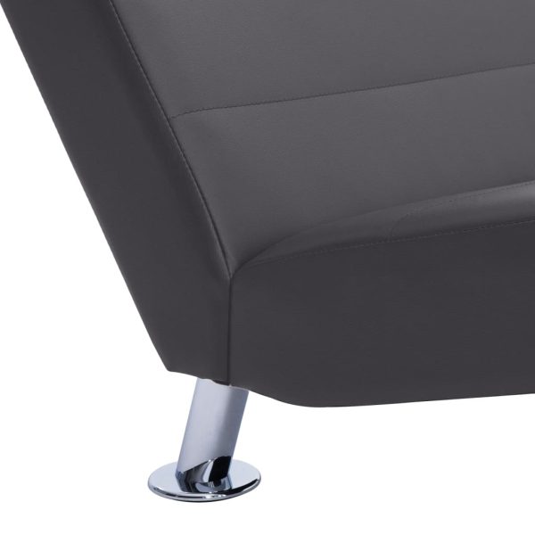 Chaise longue com almofada couro artificial cinzento - Image 6