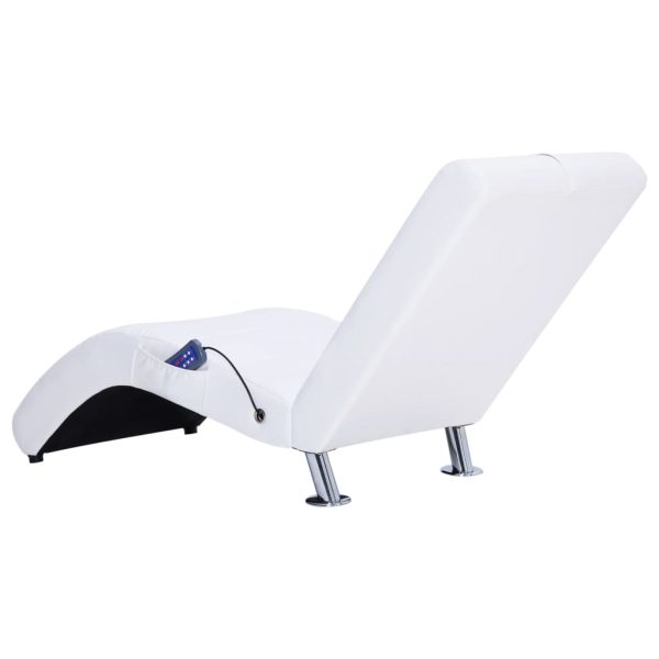 Chaise longue de massagem c/ almofada couro artificial branco - Image 4