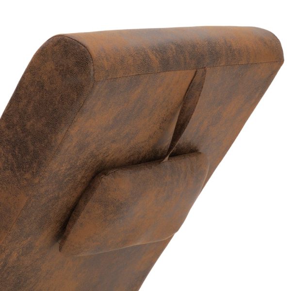 Chaise longue massagem c/ almofada camurça artificial castanho - Image 5