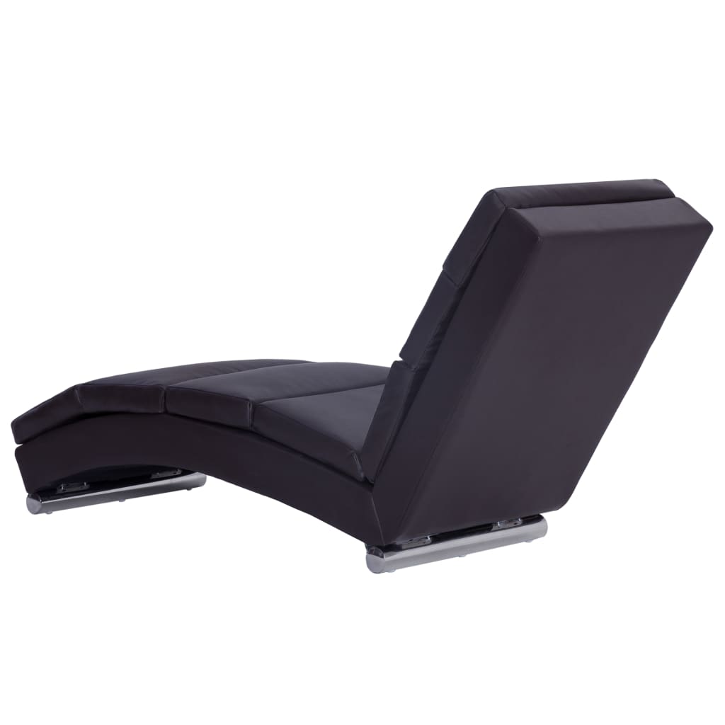 Chaise longue couro artificial castanho - Image 3