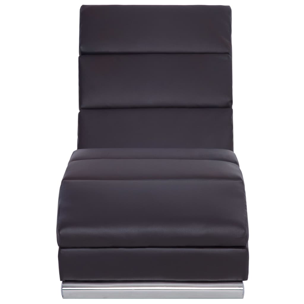 Chaise longue couro artificial castanho - Image 4