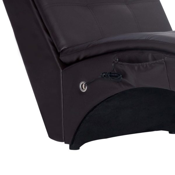 Chaise longue de massagem c/ almofada couro artificial castanho - Image 6