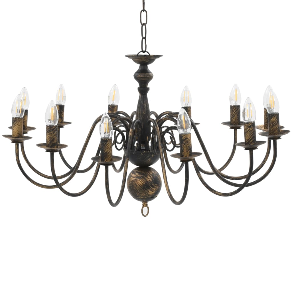 Lustre antigo de 12 lâmpadas E14 preto - Image 2