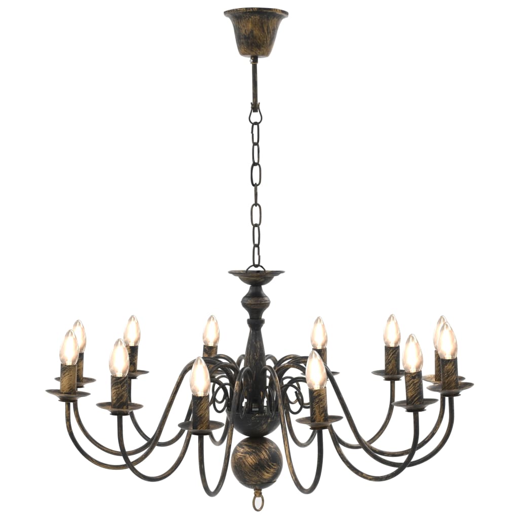 Lustre antigo de 12 lâmpadas E14 preto - Image 3