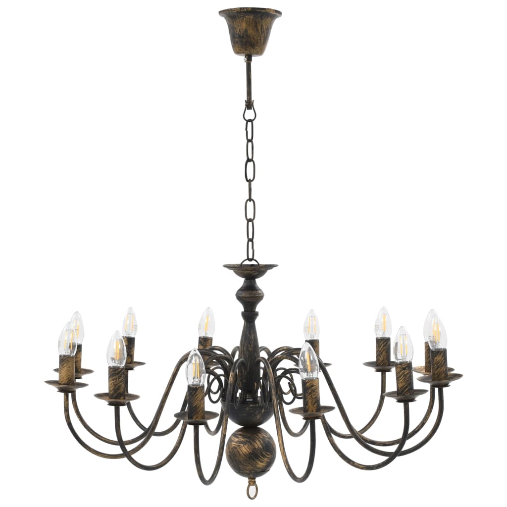 Lustre antigo de 12 lâmpadas E14 preto - Image 4
