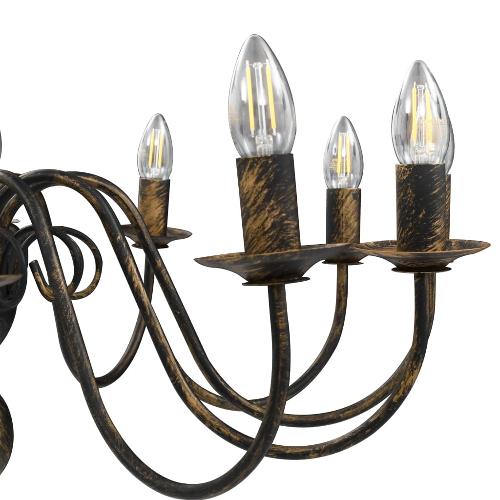 Lustre antigo de 12 lâmpadas E14 preto - Image 6