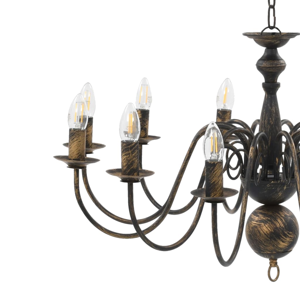 Lustre antigo de 12 lâmpadas E14 preto - Image 7