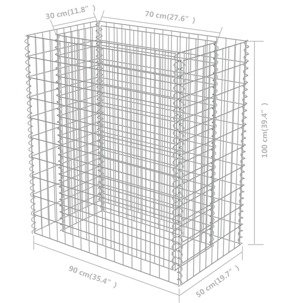 Canteiro elevado/cesto gabião 90x50x100 cm aço galvanizado - Image 8
