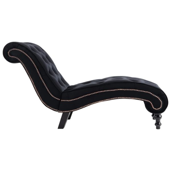 Chaise longue em veludo preto - Image 3