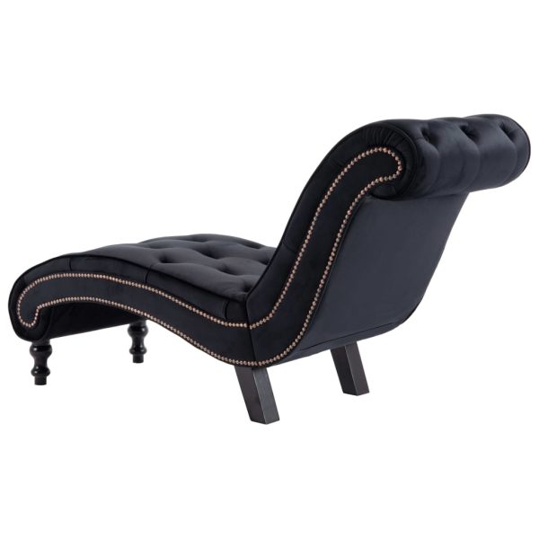 Chaise longue em veludo preto - Image 4