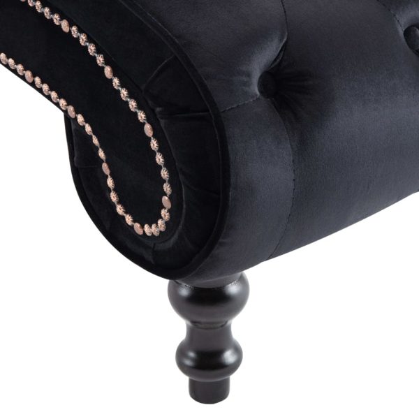 Chaise longue em veludo preto - Image 5