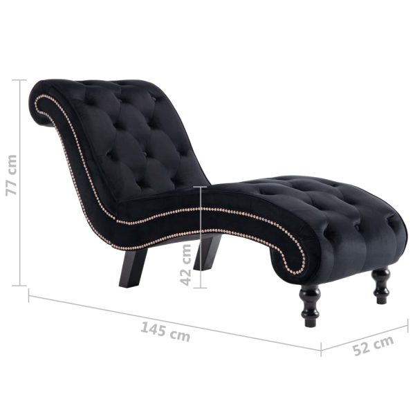 Chaise longue em veludo preto - Image 7