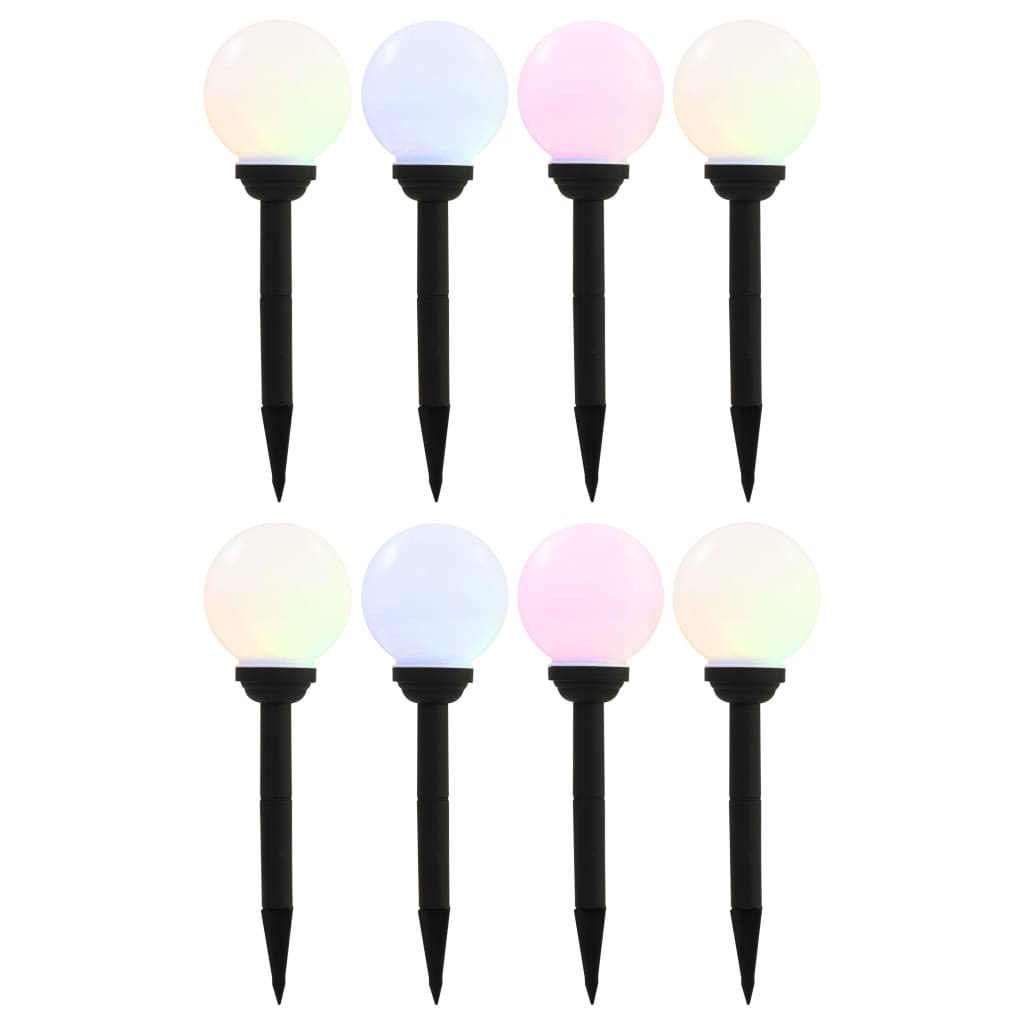 Candeeiro solar de exterior LED 8 pcs esférico 15 cm RGB