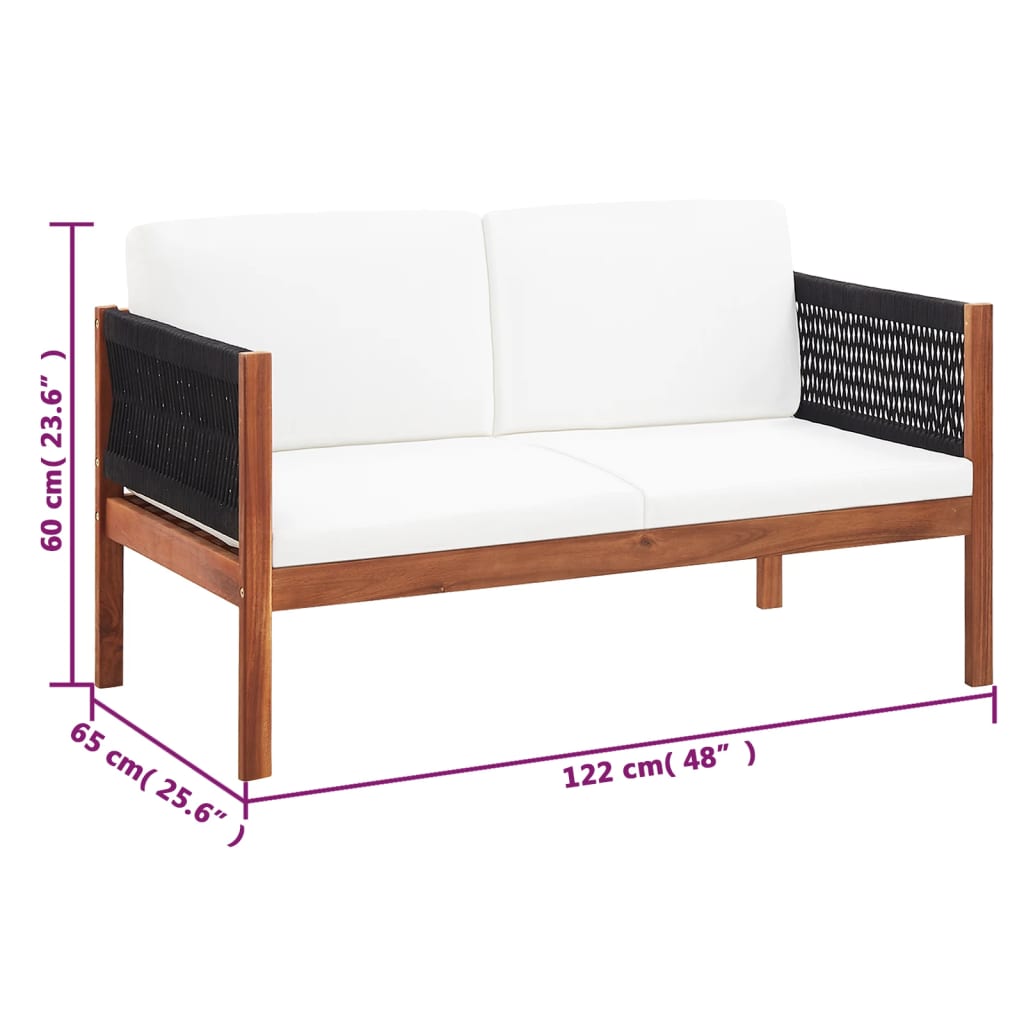 Conjunto lounge de jardim 4 pcs madeira de acácia maciça - Image 8