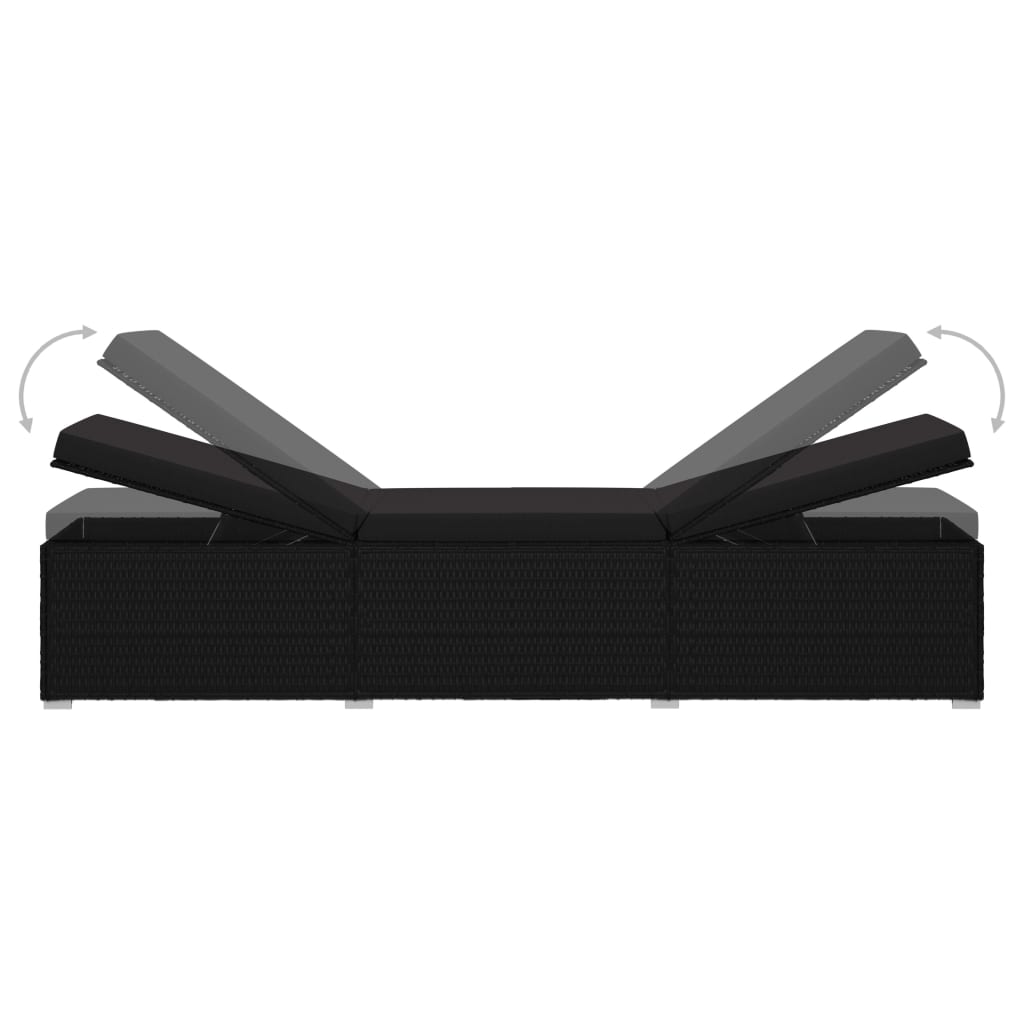 Espreguiçadeira com almofadão e mesa de centro vime PE preto - Image 7