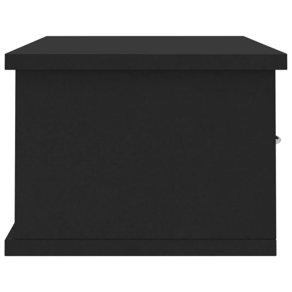 Prateleira de gavetas para parede derivados de madeira preto - Image 4