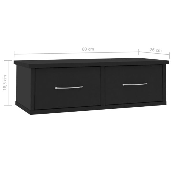Prateleira de gavetas para parede derivados de madeira preto - Image 6