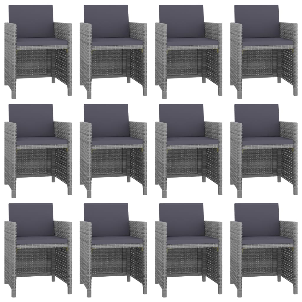 13 pcs conjunto jantar exterior c/ almofadões vime PE antracite - Image 2