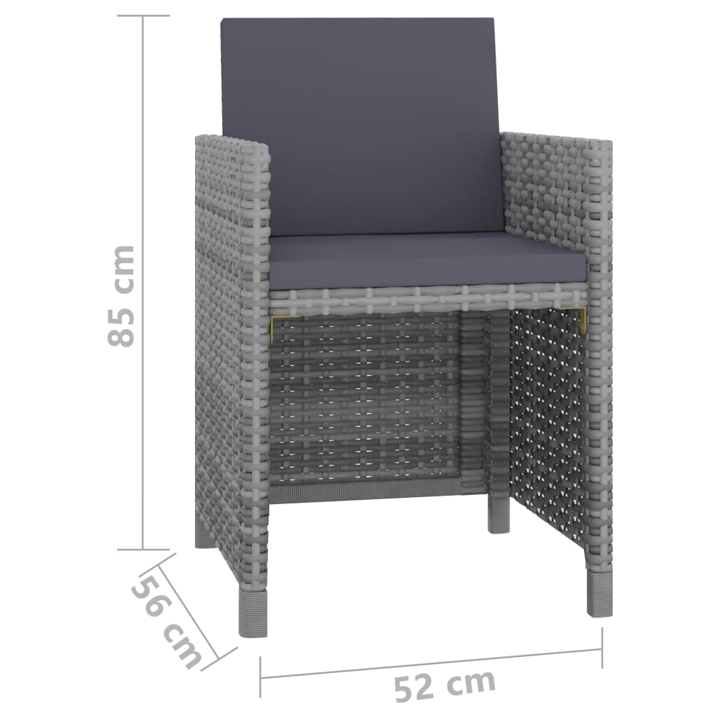 13 pcs conjunto jantar exterior c/ almofadões vime PE antracite - Image 7